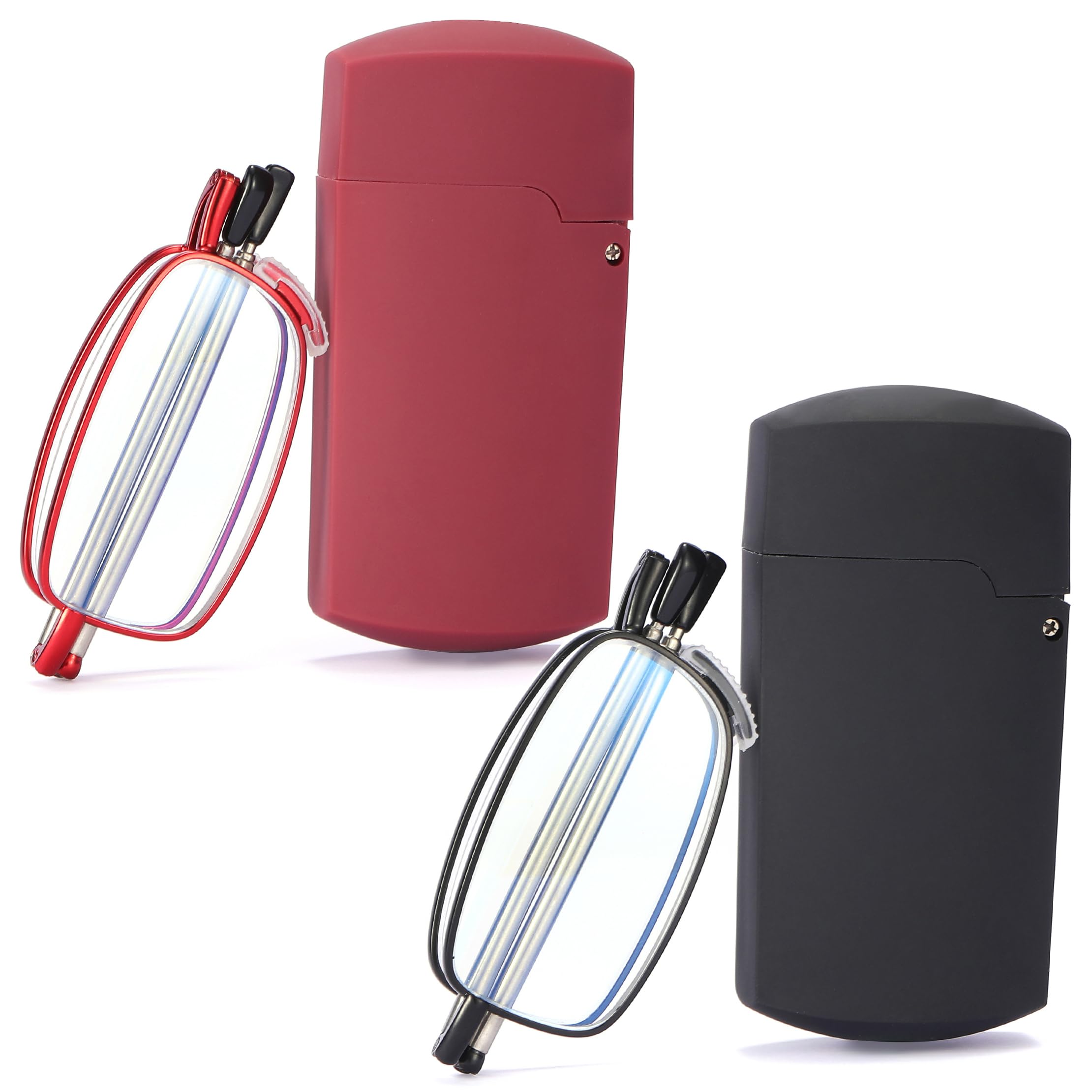 Yiwaeye Folding Reading Glasses Blue Light Blocking, Soft Nose Pad Spring Hinge Portable Thin Readers for Men Women 3 Pack