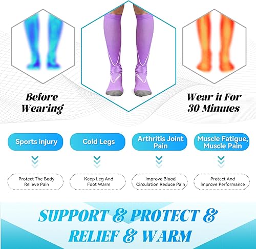 Miniatura 3 de IRAMY Calcetines de compresión para el tobillo para mujer, compresión de gradiente que absorbe la humedad, 3 paquetes