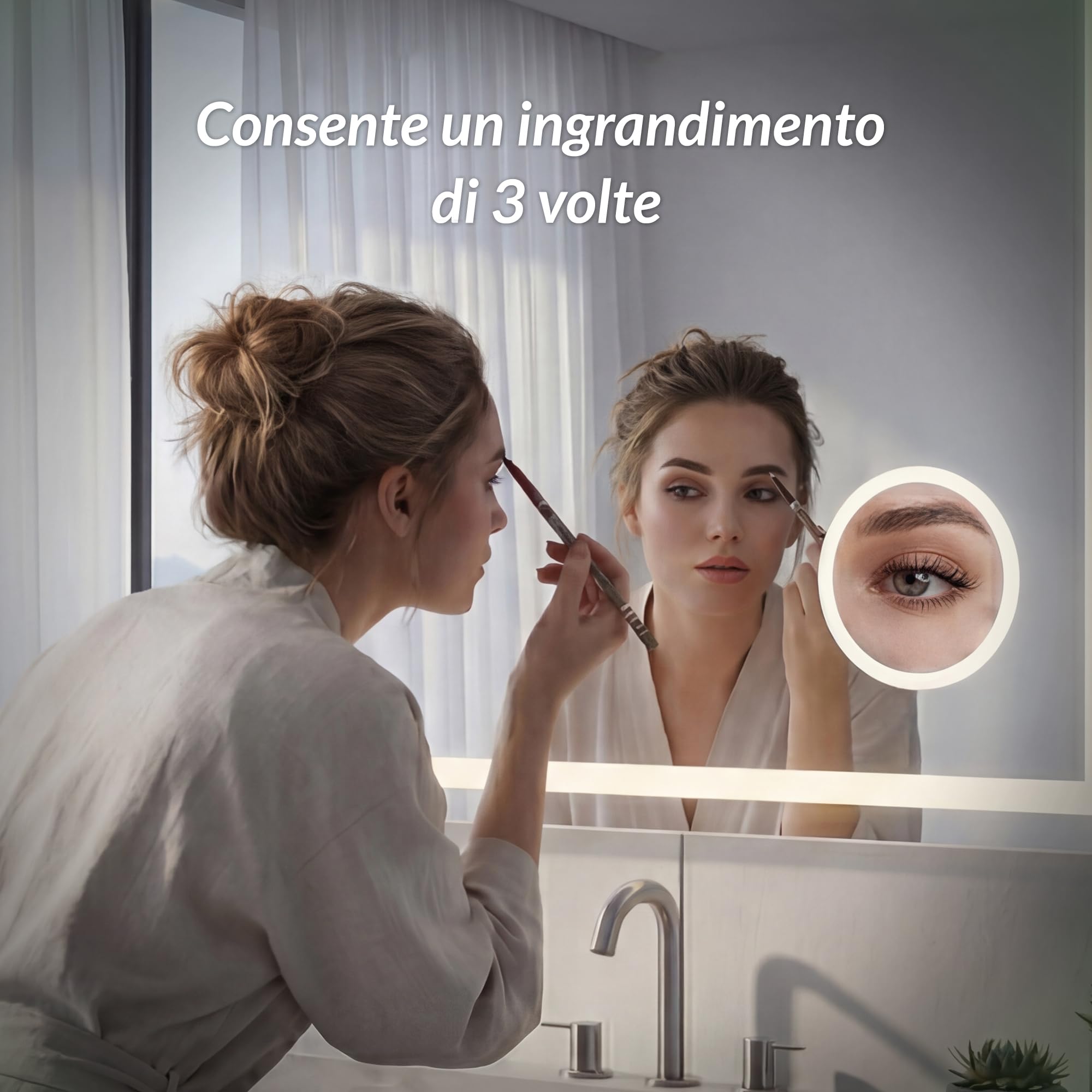 Specchio Bagno con Luce LED Antiappannamento 3 Temperature Colore 3000K-6500K Dimmerabile 10%-100% Lente Touch con Memoria HD Specchio bagno LED IP44 IP65 Impermeabile 80x60cm