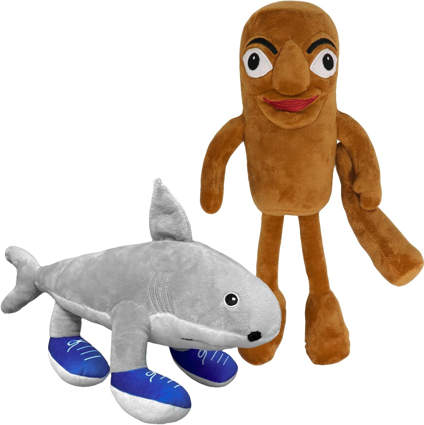 2Pcs Italian Brainrot Plush Toy 14 Inches Tung Tung Tung Sahur and Tralalero Tralala Plush Soft Stuffed Meme Dolls for Collectors, Aesthetic Décor & Funny Gift Ideas(2Pcs)