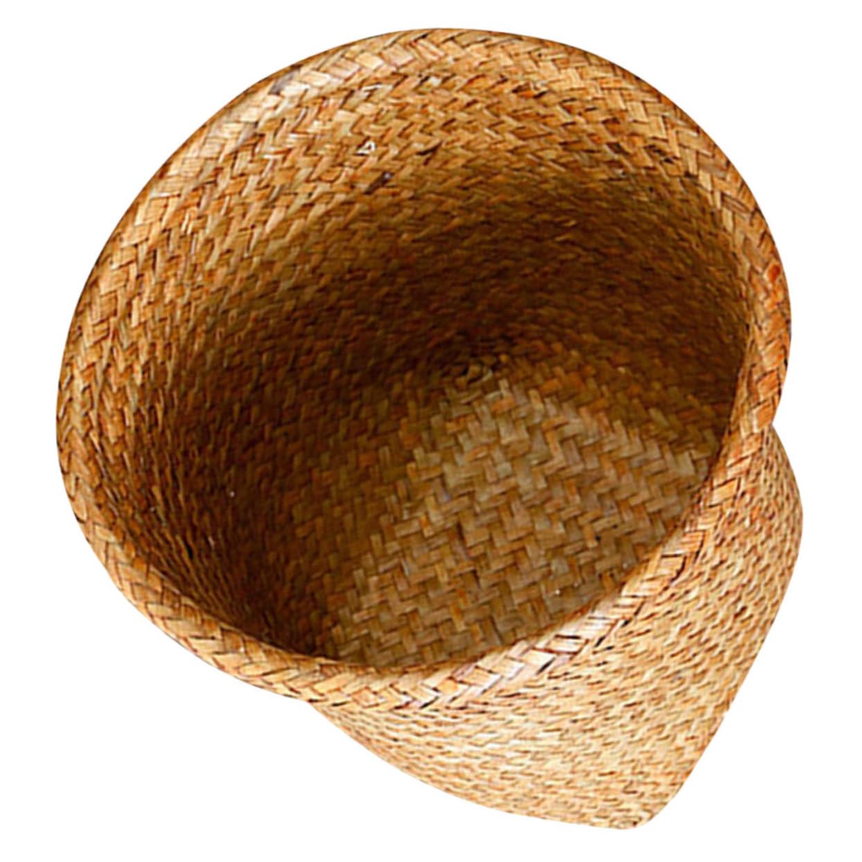 BESTonZON Cesto Rotondo in Paglia Intrecciata Khaki, Grande Capacità | Lavorazione a Mano , Raffinato e Decorativo , per Piante e Oggetti , Uso Multifunzione