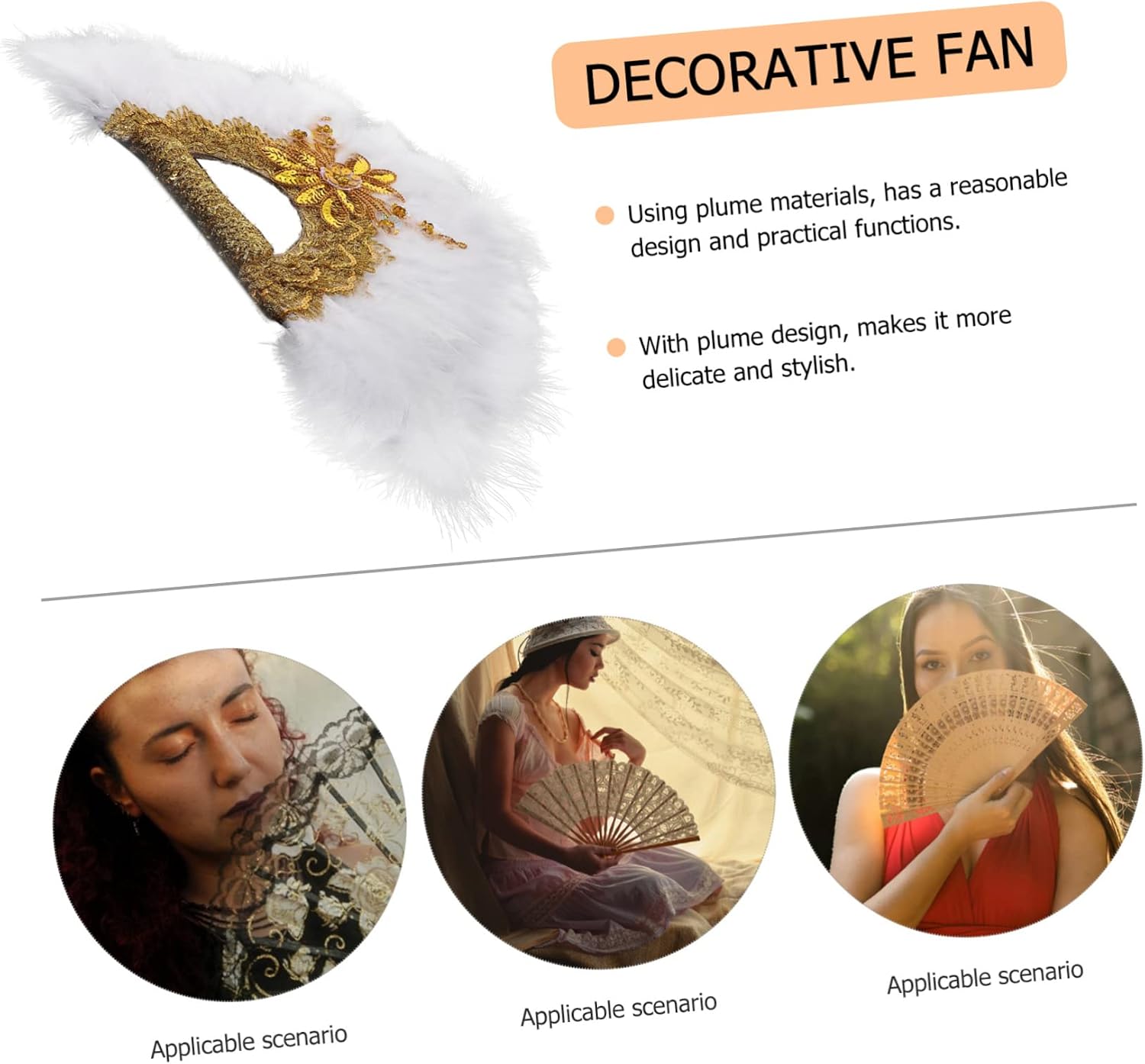 Luxurious Plume Fan for Wedding Decorative Prop for Bridesmaid and Guest