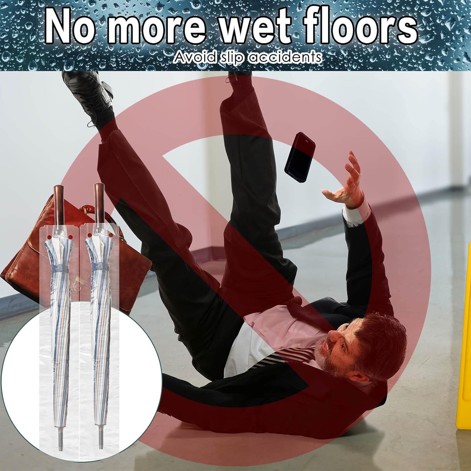 500 Pcs Clear Disposable Wet Umbrella Rain Bags Heavy Duty Umbrella Sleeve Big Covers for Wet Umbrellas Keep Church Lobby Floors Dry