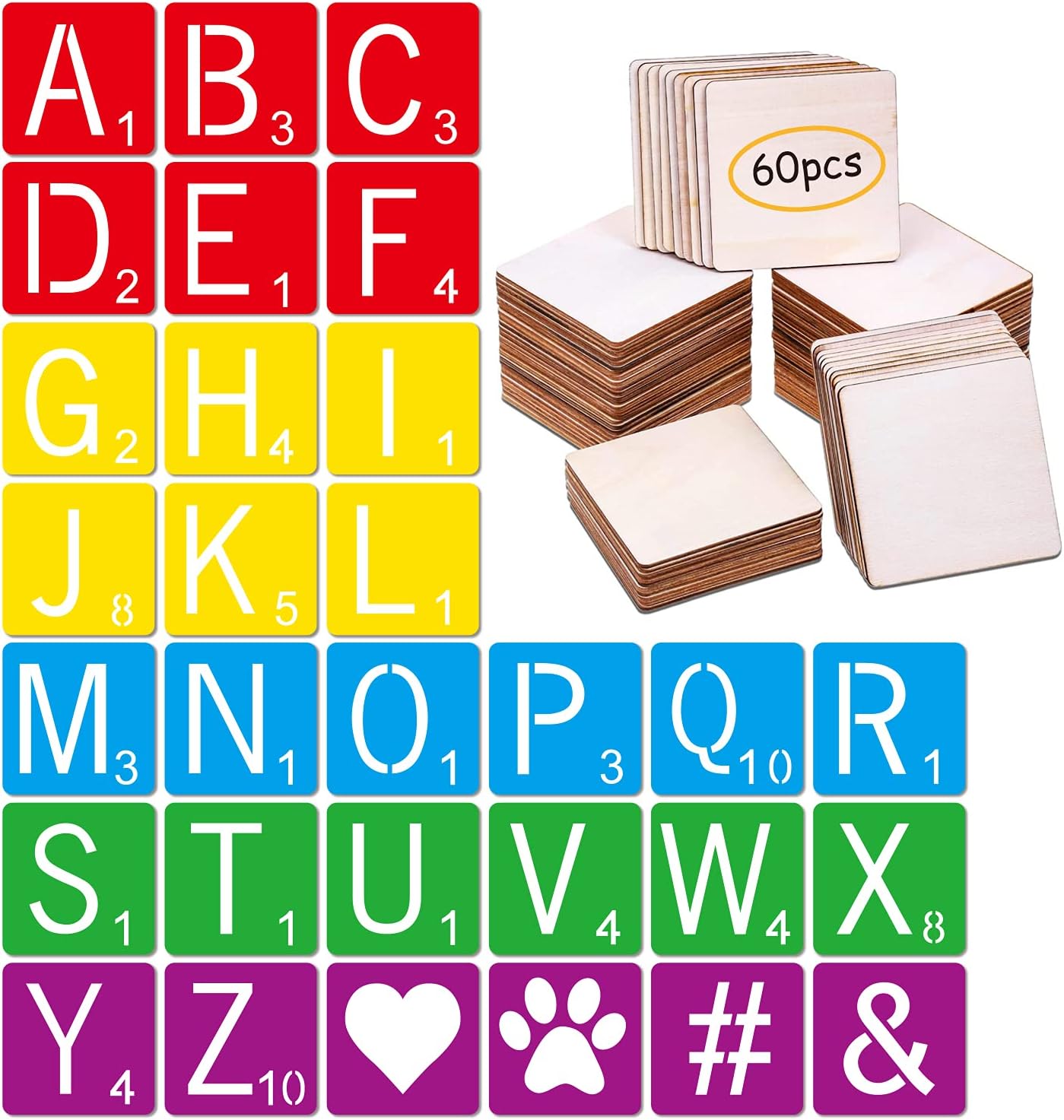 30 Scrabble Style Tile Stencil Letters with 50 Turkey Ubuy