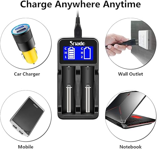 Miniatura 4 de SEWE - Cargador inteligente, monitor LCD, cargador universal inteligente para baterías recargables, baterías de iones de litio 18650 18490 18350 –