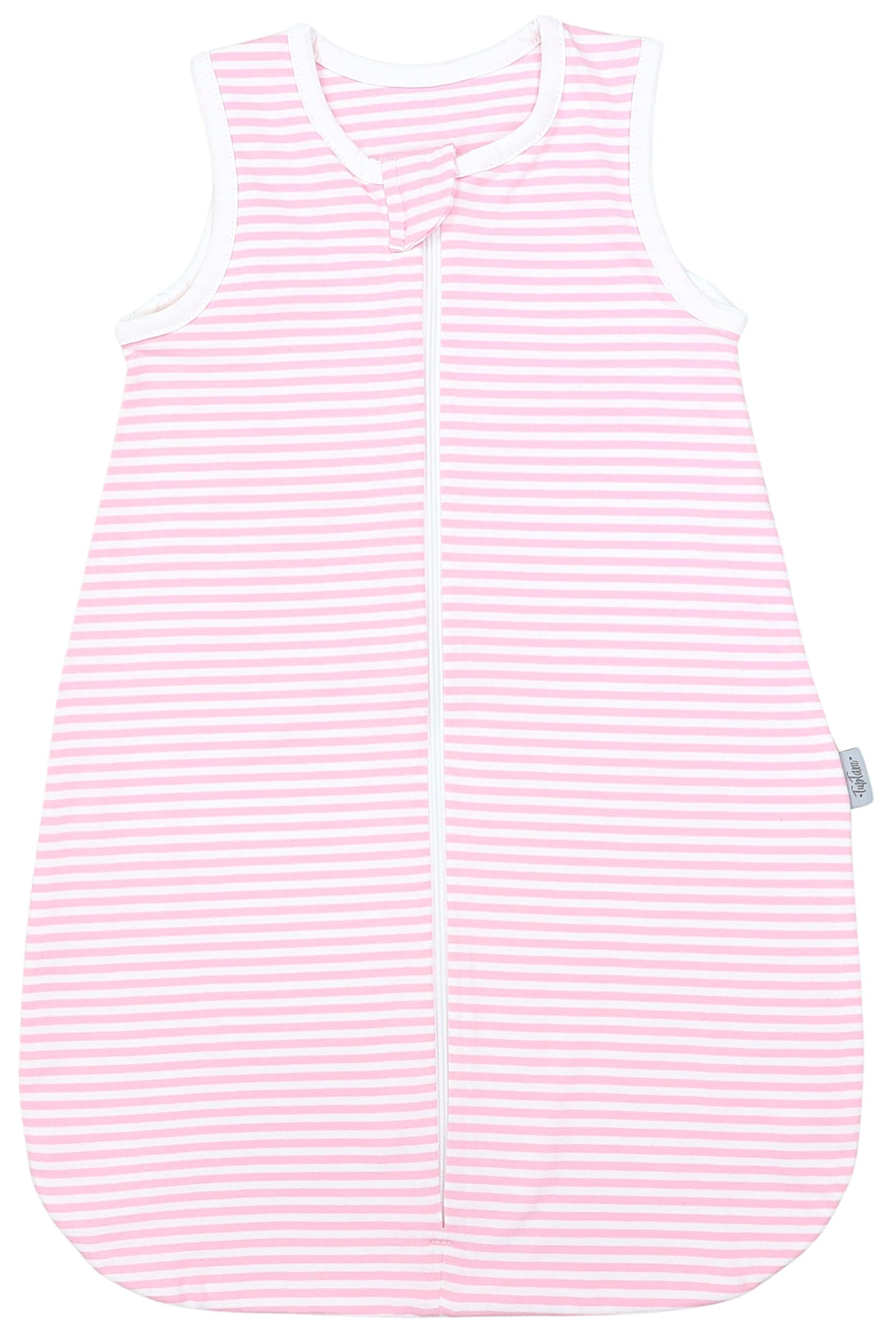 TupTam Sommerschlafsack Baby – Leichter Schlafsack Baby Sommer 0.5 TOG aus Baumwolle, OEKO-TEX zertifiziert, Unisex, Farbe: Streifenmuster Rosa, Größe: 86-92