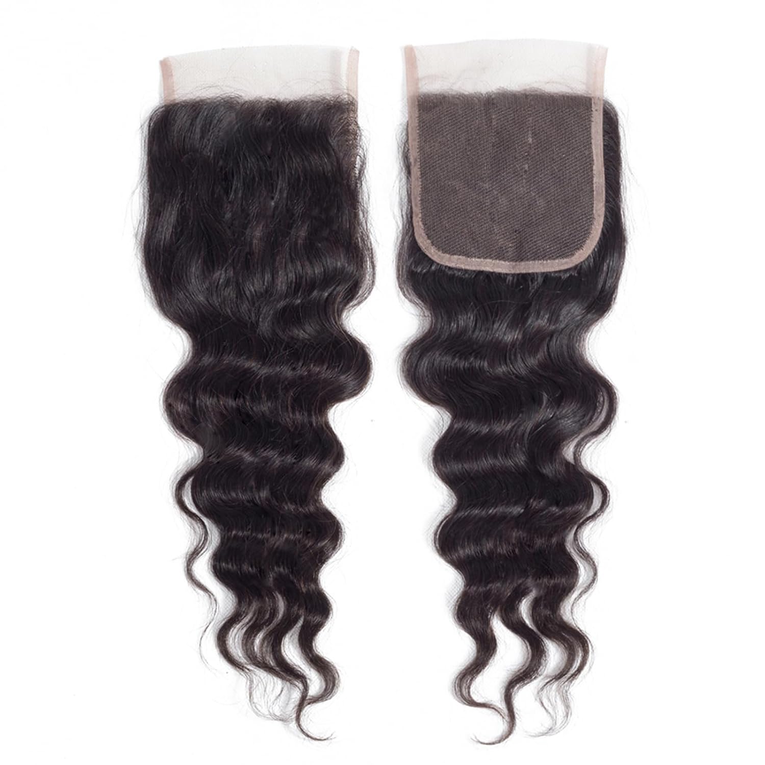 Loose Wave Bundles Human Hair with Closure (22 24 26+20) 12A Brazilian Virgin Human Hair Loose Deep Wave 3 Bundles with 4x4 HD Lace Closure Unprocessed Human Hair Extension Natural Color
