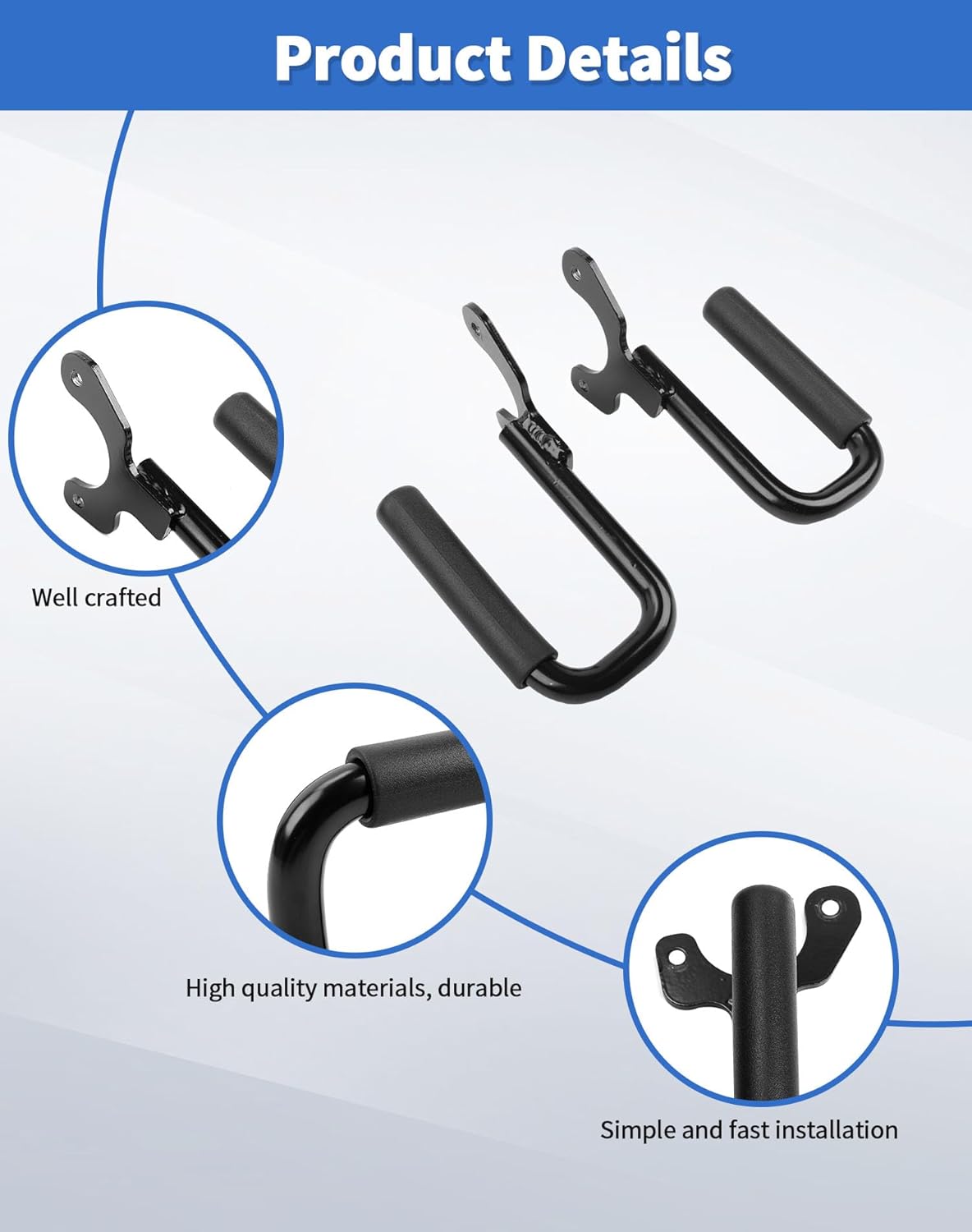 Black Front Grab Handles Fit for 1997-2006 Jeep TJ Wrangler Grab Bar Front Steel Grip Handle 97-06 Jeep Wrangler TJ Grab Handles Bar