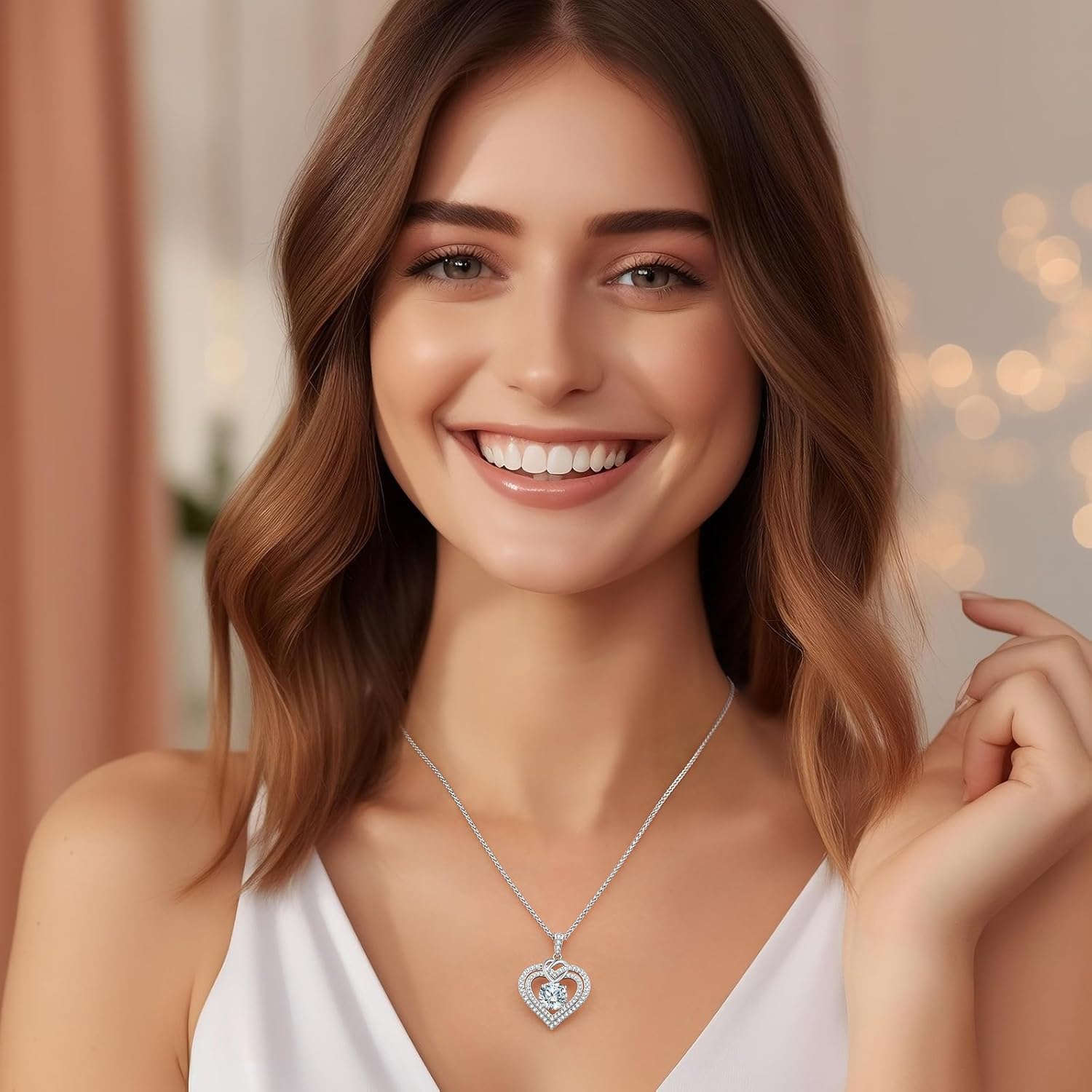 OOBEE Valentines Day Gift Moissanite Heart Necklaces for Women, 1- 4 Carat Moissanite 925 Sterling Silver 14K Gold Plated Pendant Necklace, Ideal Anniversary Birthday Christmas Mothers Day Jewelry Gifts for Mom Wife Her Girlfriend Daughter - Image 6