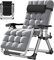 Vista 12 de ABORON Silla de gravedad cero mejorada con cojín para reposabrazos, sillas plegables de lona de primera calidad para exteriores, sillas de patio