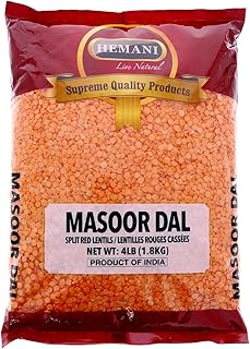 Hemani Masoor Dal (Indian Split Red Lentils) Premium Quality I 64oz (4lbs) 1.81kg I Lentilles Rouges Cassees I All Natural | NON-GMO | Vegan | Indian Origin