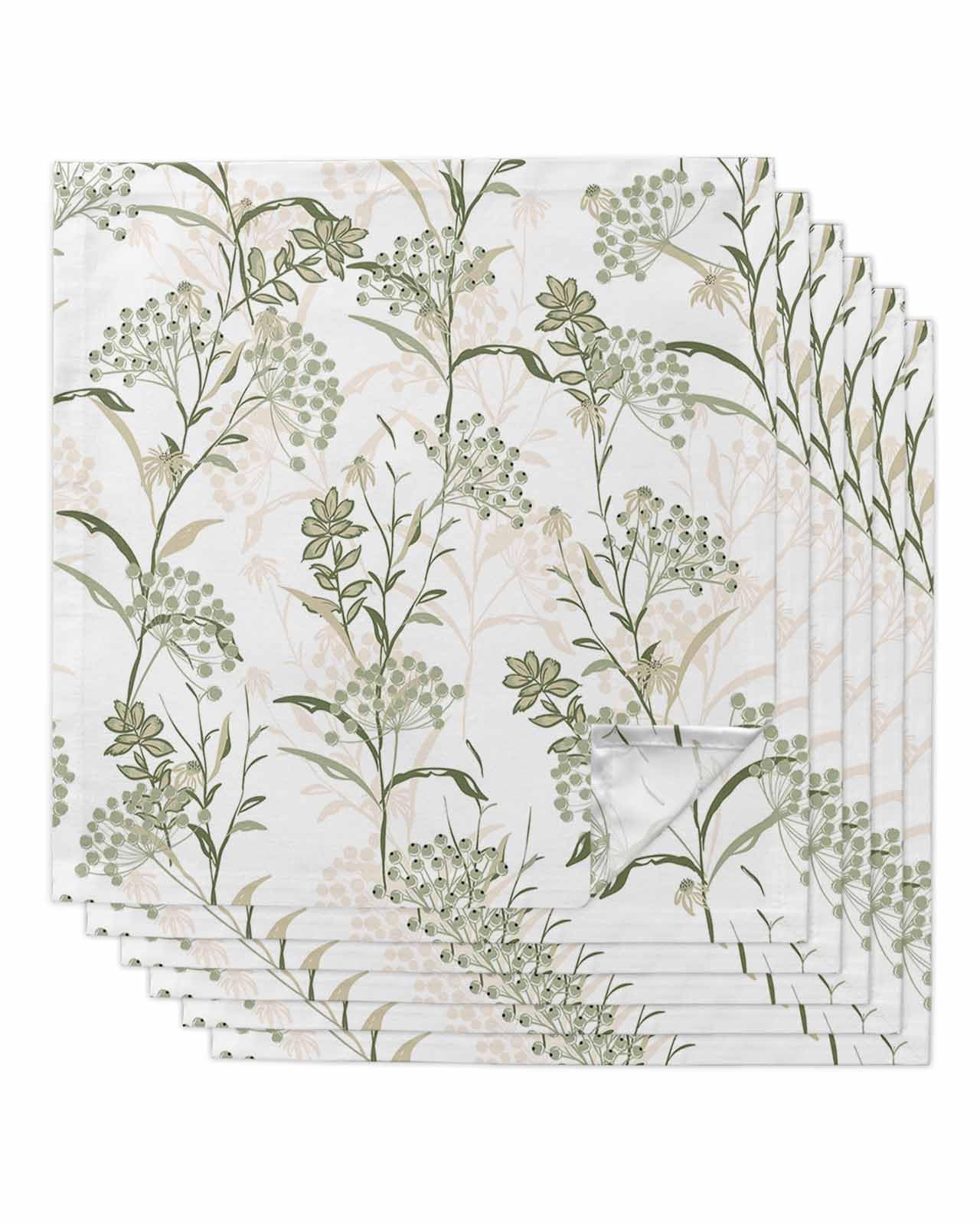 Sage Green Leaves Cloth Napkins Set of 6 - Washable Dinner Napkins Reusable Table Napkins for Home Party Weeding Dining Table Setting Decoration,Oversized 20