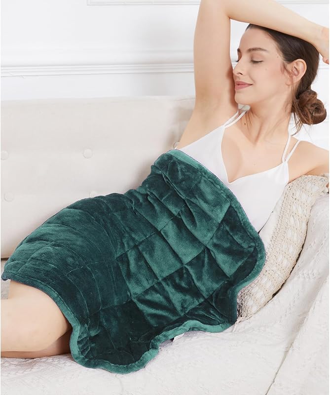 Alomidds Weighted Lap Blanket 7lbs, Cozy Breathable Flannel Weighted Lap Pad for Adults, Small Weighted Blanket for Travel, Couch, Green, 29" x 24"