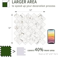 Vista 7 de STICKGOO Azulejo Arabesque para despegar y pegar, azulejos de 12 x 12 pulgadas para cocina, despegar y pegar, azulejos de pared autoadhesivos
