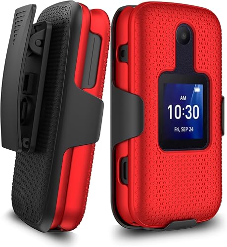 Miniatura 2 de Jackpot - Funda para Alcatel TCL Flip 2, funda con tapa, funda de TPU suave a prueba de golpes con protector de pantalla, textura de cuadrícula para