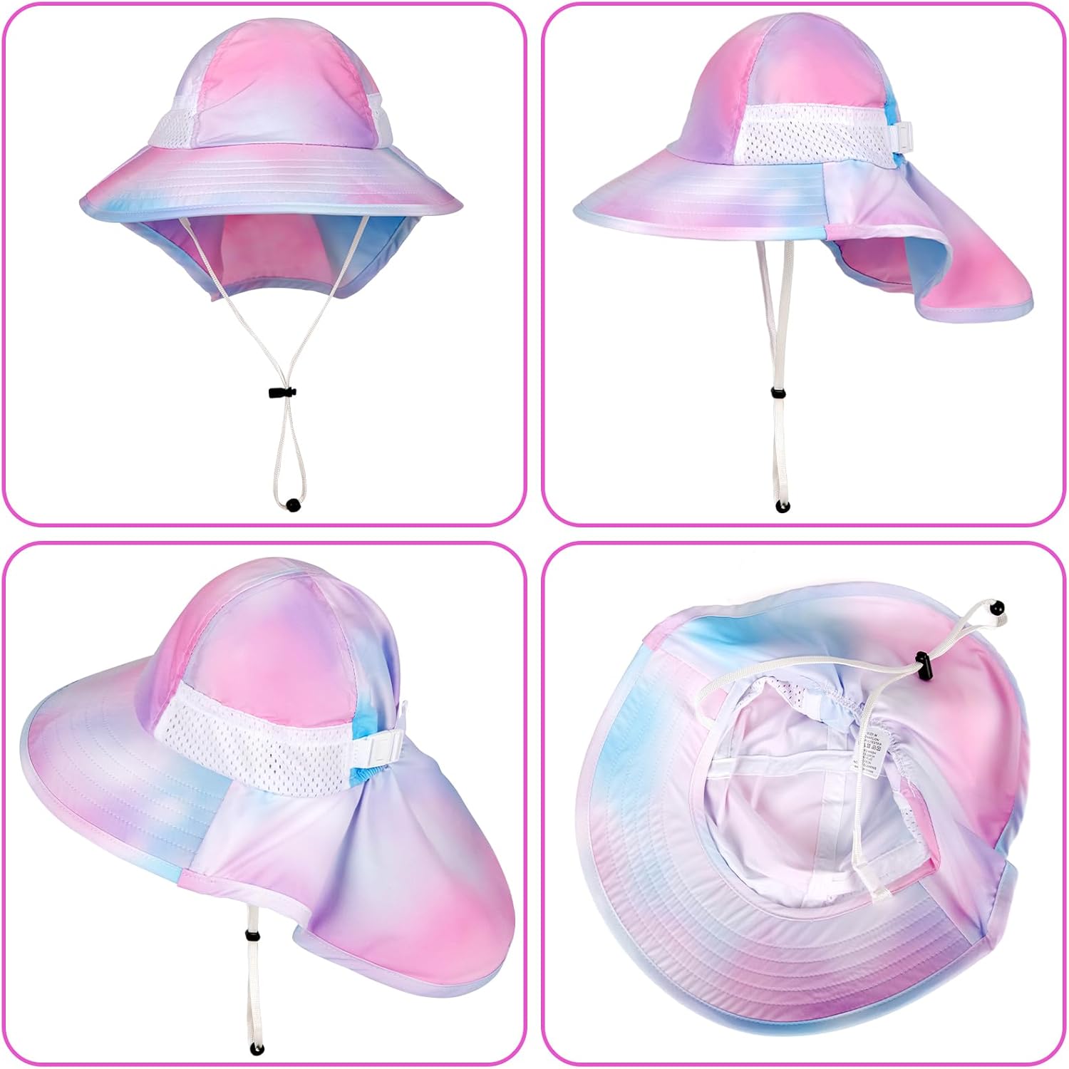 Toddler Baby Sun Hat Kids Summer UPF 50+ for Boys Girls Adjustable Beach Hats with Bucket Wide Brim Age 1-7 Years - Image 5