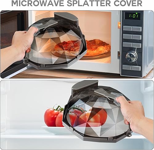 Miniatura 6 de Funda para microondas para alimentos, cubierta transparente de microondas de 10 pulgadas con vaporizador de agua, cubierta de salpicaduras de