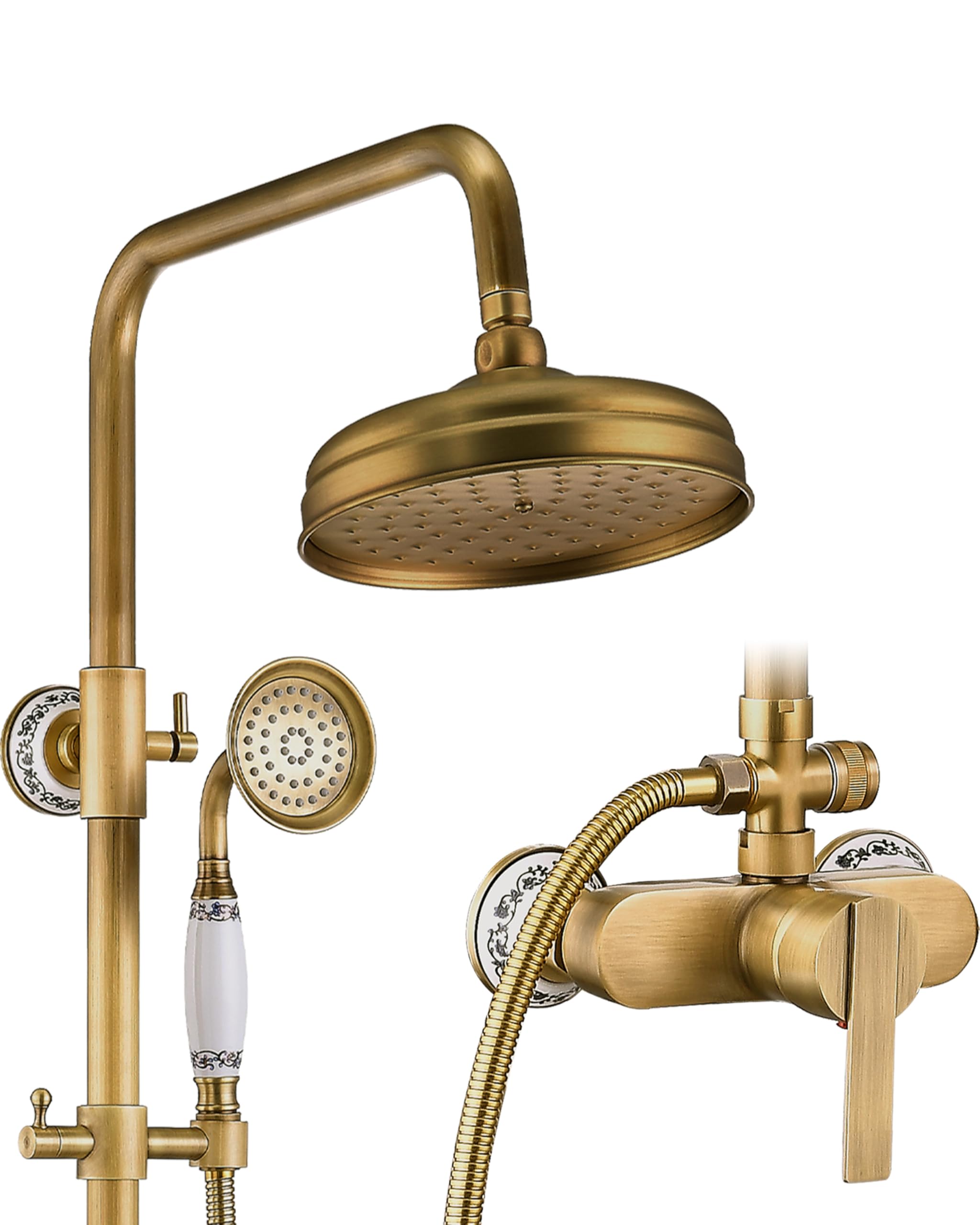 Colonne de douche dorée design chic à hauteur réglable pour rénovation
