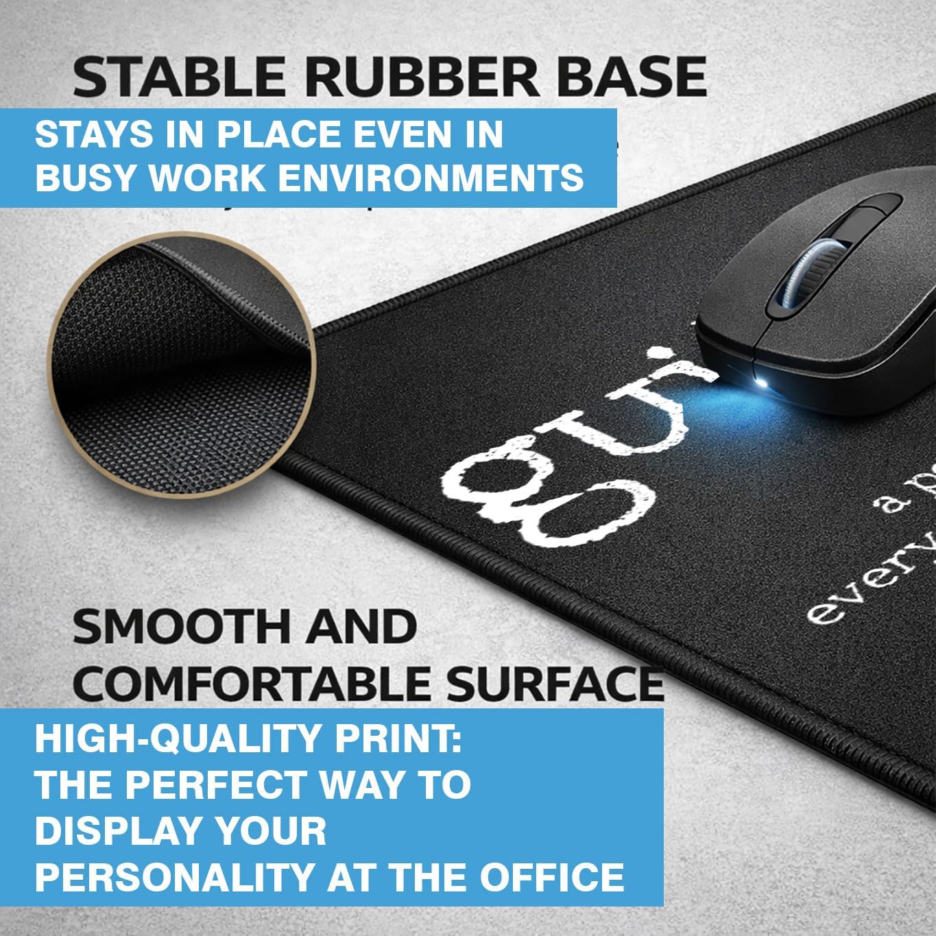 Guitarist Definition Mouse Pad Set, Rubber, Black, Non-Slip Base, Office, 9.5x8 inches, Rectangular, 2 Pack image 3