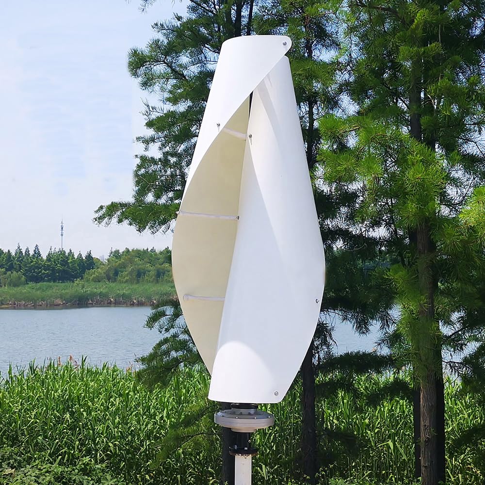 2000W Vertikale Windkraftanlagen Komplettanlage mit Netzgekoppelter Wechselrichter Netzkopplung Windturbinen VAWT Windgenerator 48V auf Einphasig 220/230VAC 50Hz ins Hausnetz