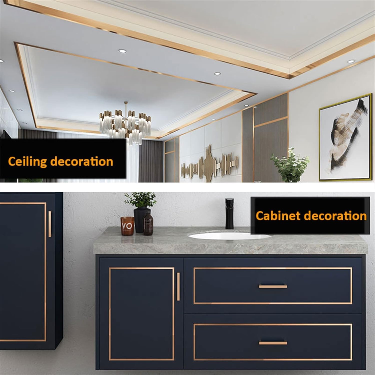 GQQGSHOP Self Adhesive Wall Border Wall Edging Strip Waterproof Wall Decor, Wall Panels Peel Off and Stick Ceiling Border Door Frame Waist Line Interior Decoration(1PCS,10M(L) x10CM(W))