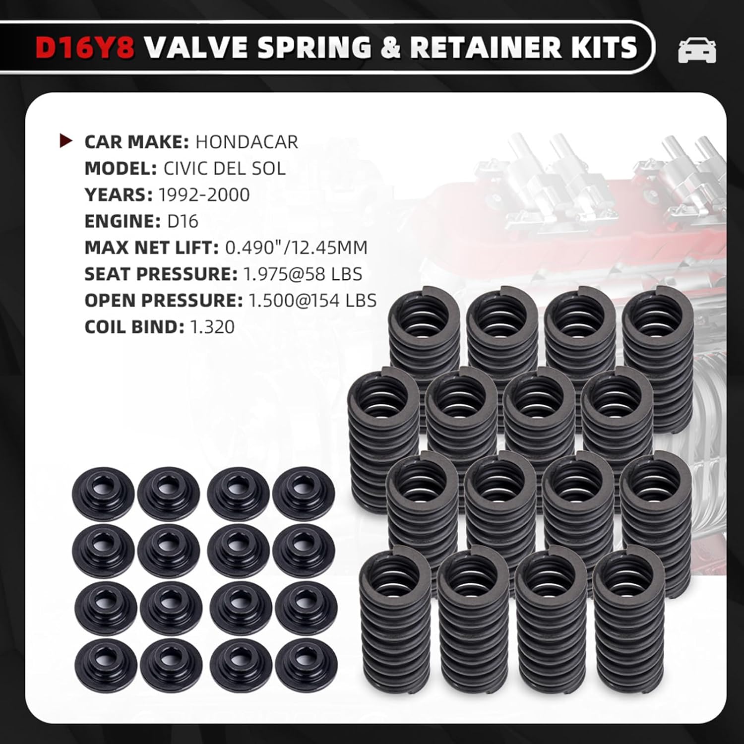 High-Performance Valves Spring for D16 D16Y D16Y8 D16Z6 Engines Enhanced Push Force Direct Fit Steel Build Valves Spring Set