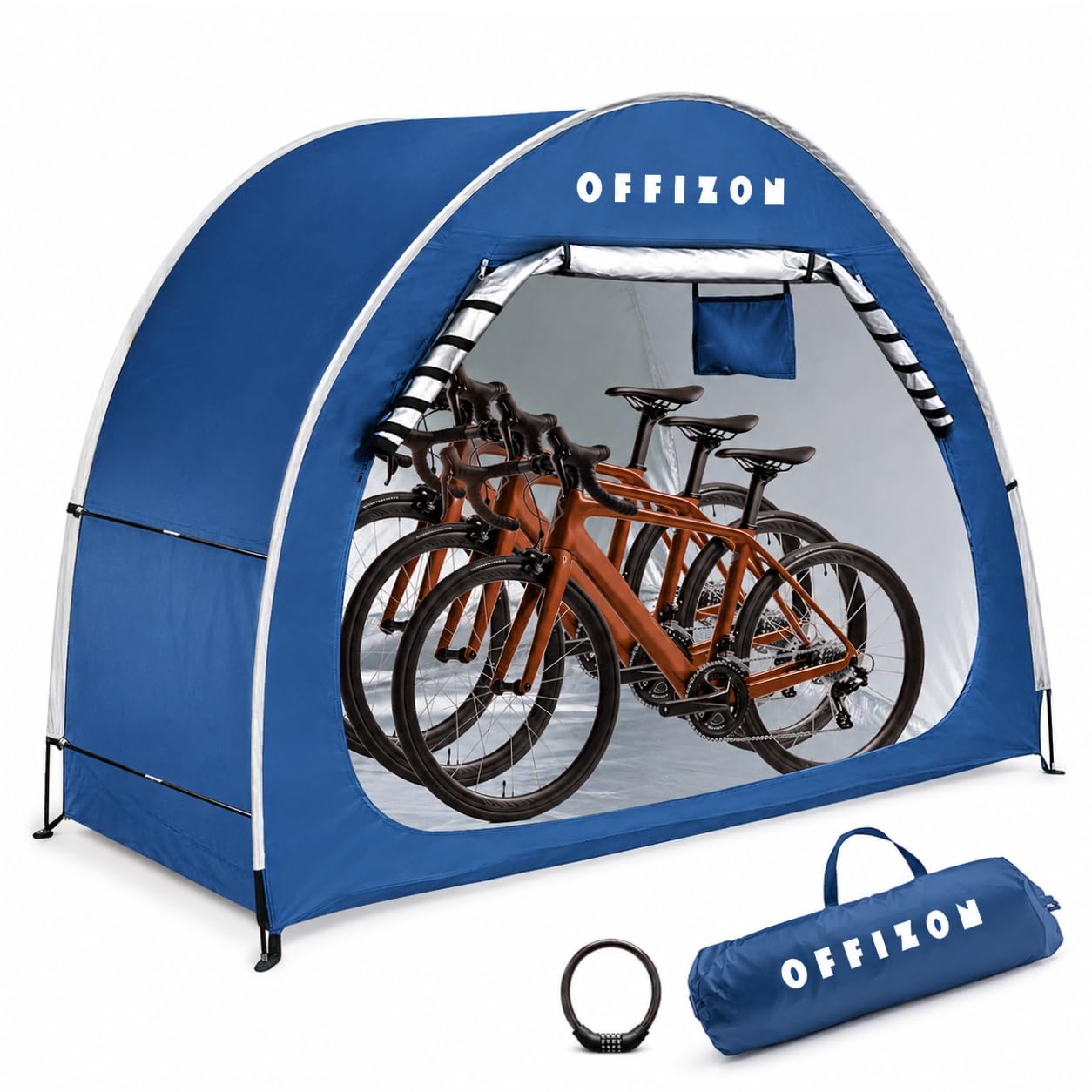 Offizon Outdoor Bike Storage Shed Tent, Bike Covers, 210D Oxford Fabric Waterproof Bike Tent for 2-5 Bikes - Portable Bicycle Shed for All-Weather Protection