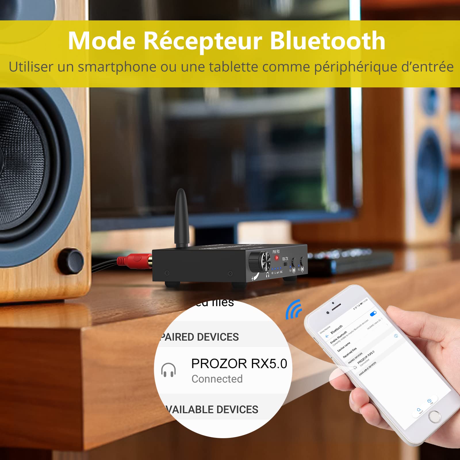 PROZOR 192 KHz DAC Convertisseur Audio Récepteur émetteur Bluetooth 5.0 Adaptateur Audio sans fil aptX HD aptx à faible latence SPDIF Optique coaxial Toslink vers analogique stéréo Audio L/R 3,5 mm