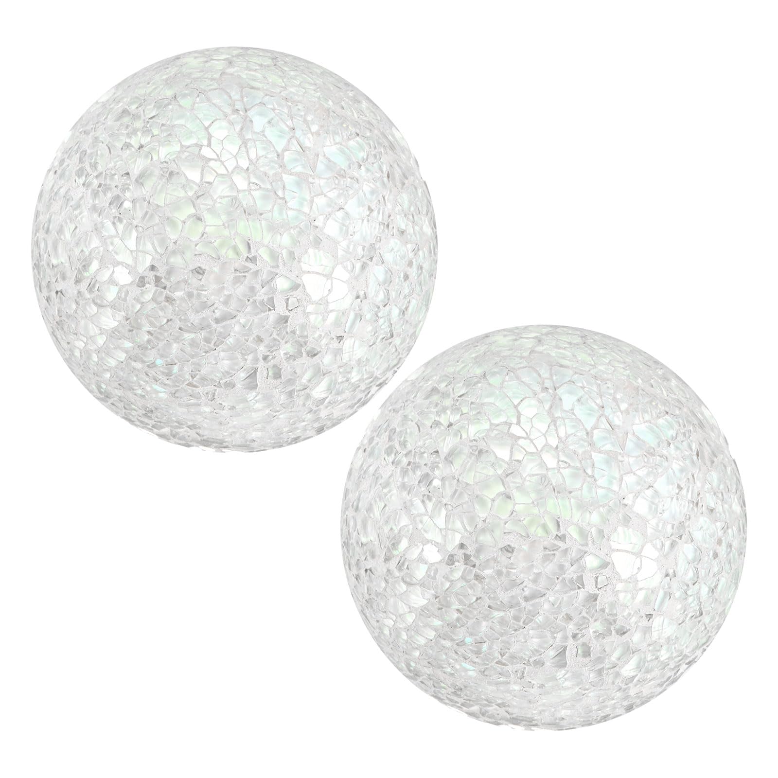 2-Pack Decorative Ball for Bowls, 4 Inch Mosaic Glass Balls Decorative Glass Orbs for Home Decor/Dining Tables/Wedding Party/Coffee Table/Centerpiece Decor [White]