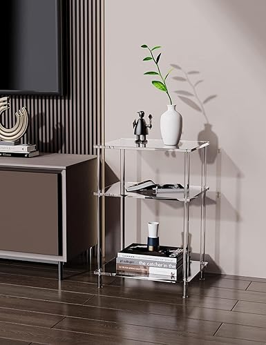 Miniatura 5 de Acrylic Side Table Clear 3-Tier End Table for Living Room, Office, Hallway, Bedroom Small Bedside Table