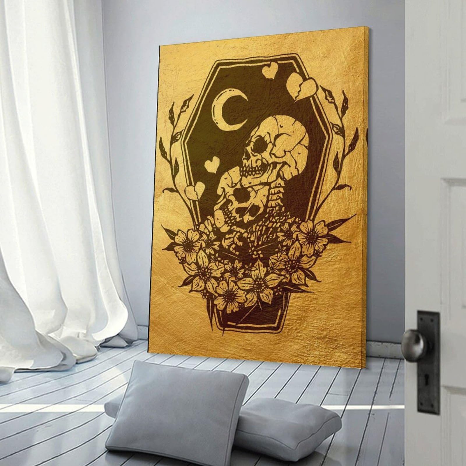 Junmoney Canvas Wall Decor Skeleton Lovers, 24x36inch(60x90cm), for Flats, Guest Rooms Or Compact Rooms, Wall Decor with Flexible Room Appeal