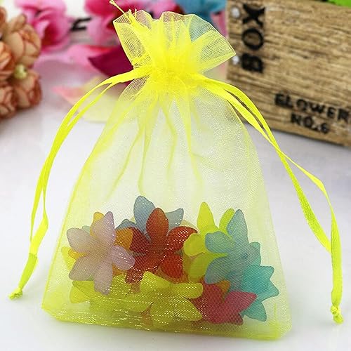 Miniatura 6 de Bolsas de Regalo de Organza 100 Unidades con Cordón 4x6 Pulgadas Amarillo para Baby Shower, Cumpleaños de Niña, Recuerdos de Fiesta, Boda, Despedida