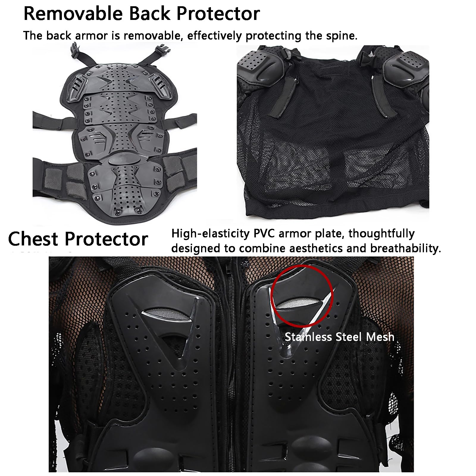 Giacca Da Moto Integrale Da Uomo Con Protezione Dorsale Rimovibile, Armatura Pettorale In PVC, Tessuto A Rete Traspirante, Ideale Per Motocross, Dirt Bike E ATV