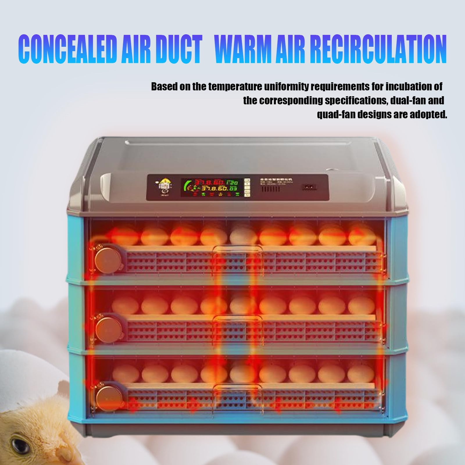 Incubadora Automática para 24 a 500 Huevos con Volteo Automático, Humidificación, Control De Temperatura Y Ovoscopio. 24eggs(singlelayer)