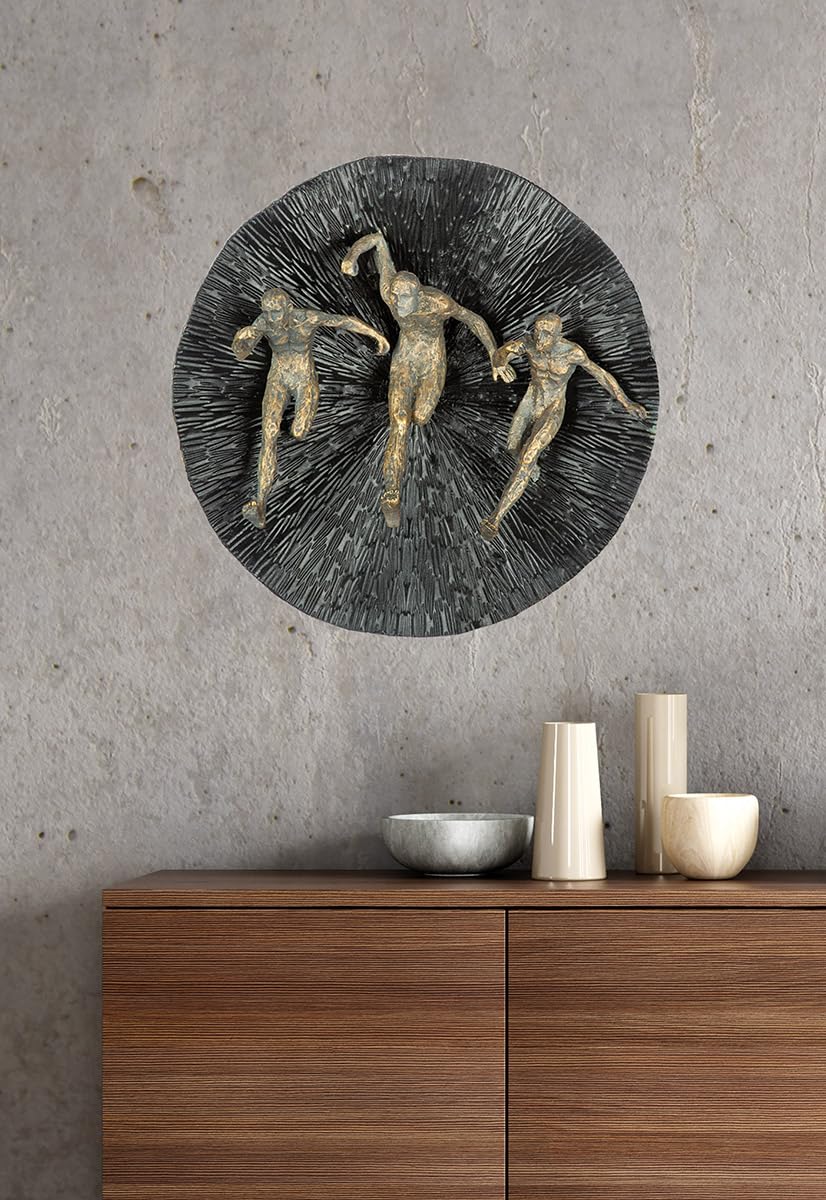 GILDE Runners Wall Object Resin Matt Black Metallic Look 13 x 39 x 39 cm