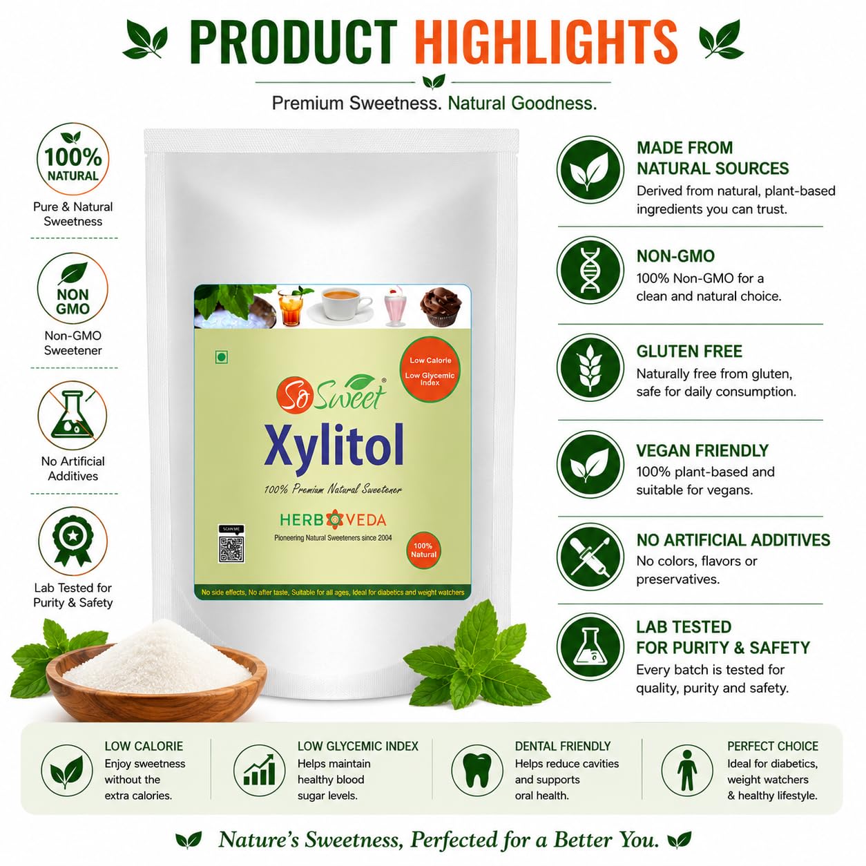 So Sweet Stevia Tablets 500 + Xylitol Powder 250g Sugar Free 100% Natural Sweetener-Pack of 2 — Amazon image 4
