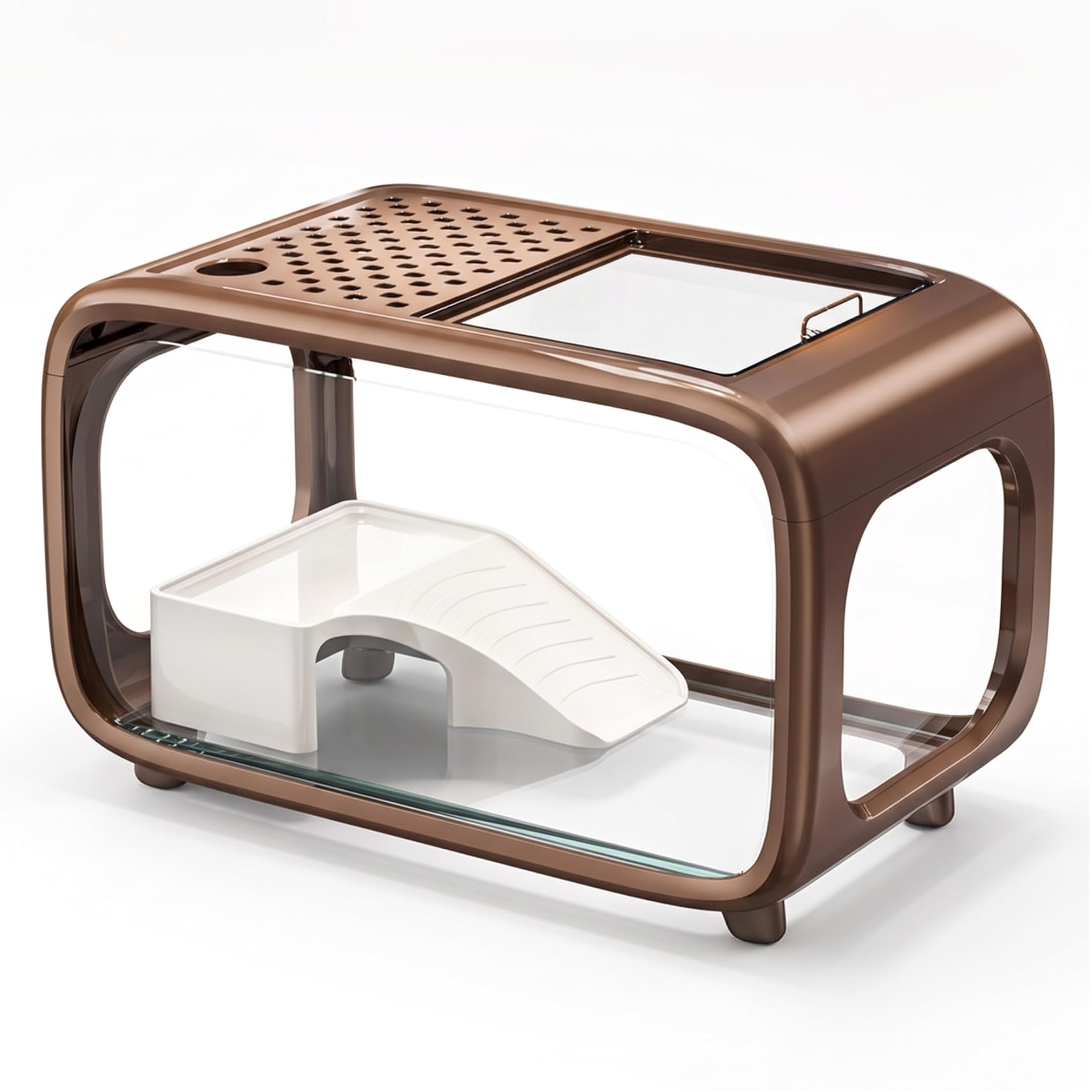 Pecera pequeña, pecera Betta Transparente con Orificio de alimentación y Tapa, Acuario de Escritorio con Marco para trepar.