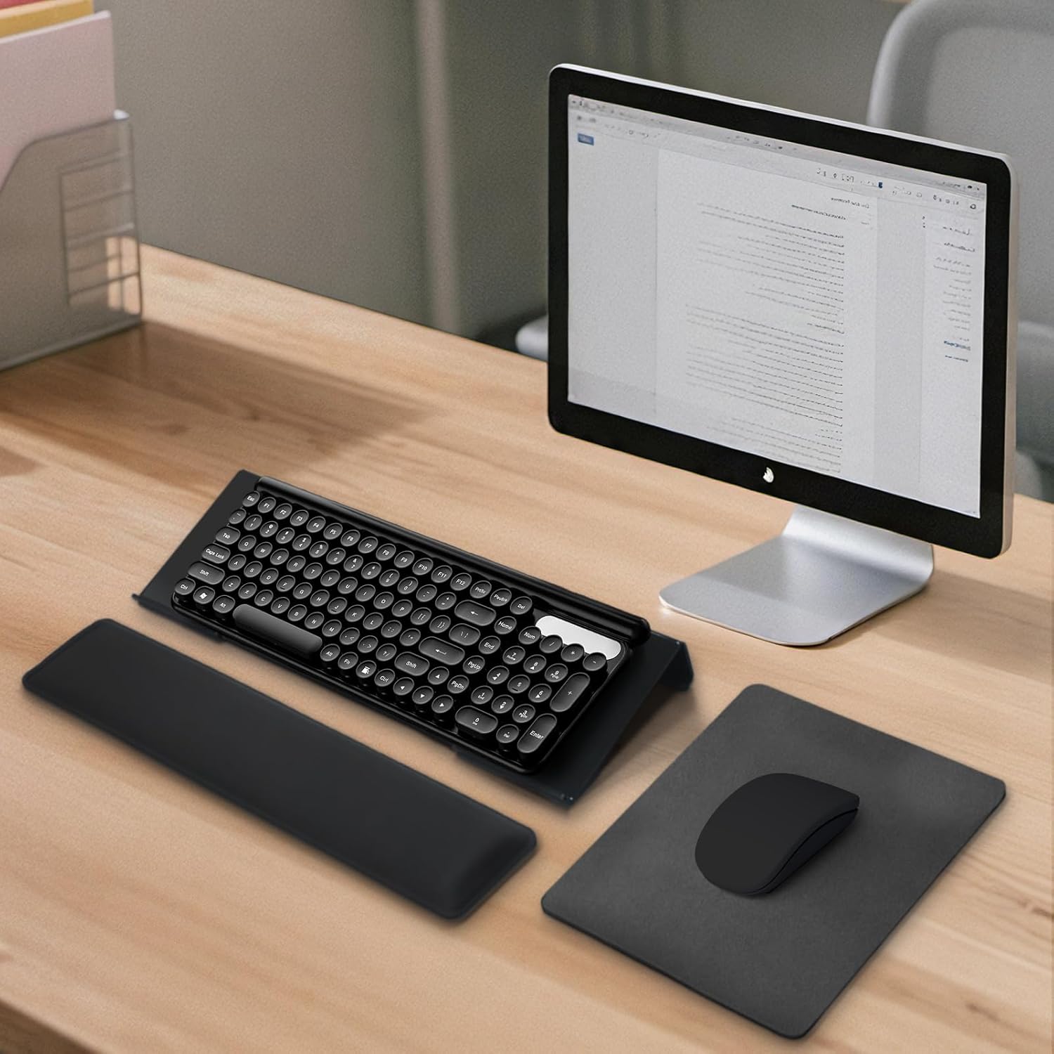 Computer Keyboard Wrist Rest Bracket, Memory Foam Keyboard Wrist Rest Set, Non-Slip Silicone Base, pergonomic and Convenient Typing, ain Relief,Suitable for Office, Work, Gaming (Black) - Image 6