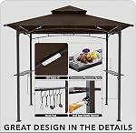 MASTERCANOPY Grill Gazebo 8 x 5 Extérieur à deux niveaux BBQ Gazebo Canopy avec LED Lumière (Brown)