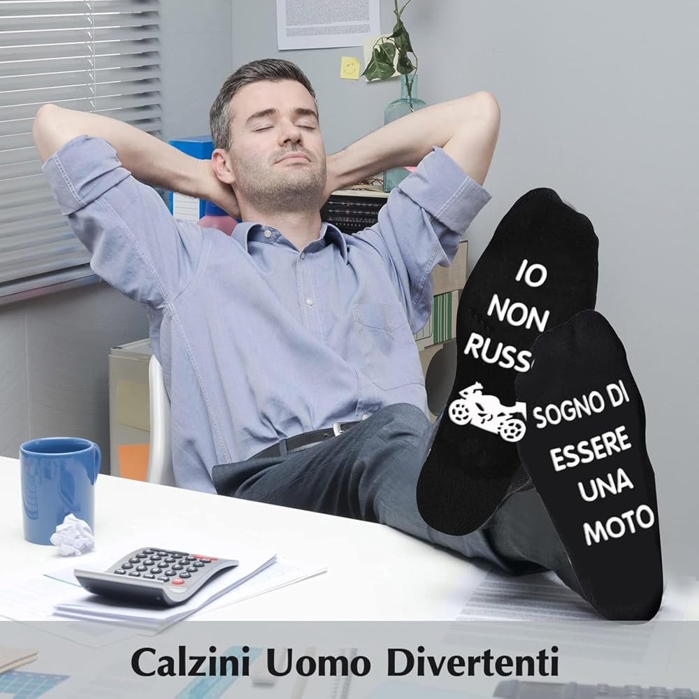 Calzini Divertenti Uomo Motociclista - Regalo Originale Per Papà, Marito O Amici - Foto 6