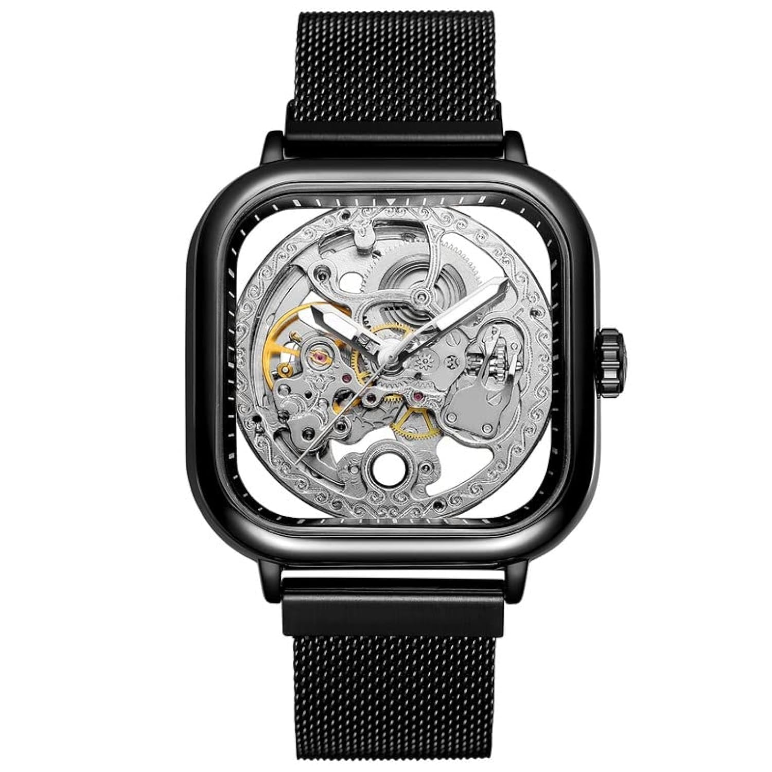 FORSINING Automatic Mechanical Skeleton Transparent Analog Mesh Steel Band Mens Watch - Fsg8181, Band_Blue, Dial_Multicolor (B0B56MF438) Amazon Price History, Amazon Price Tracker