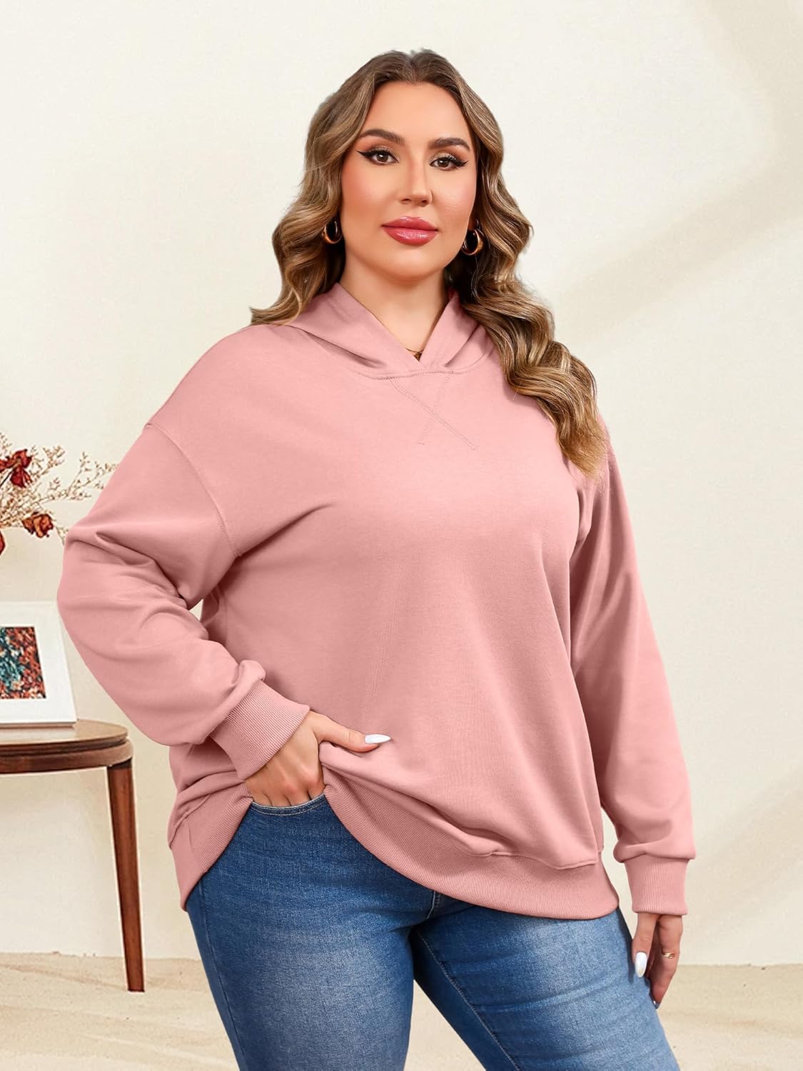 TAKEYAL Plus Size Sweatshirts for Women Pockets Half Zip Pullover Long Sleeve Oversized Drop Shoulder Y2K Clothes - Image 4