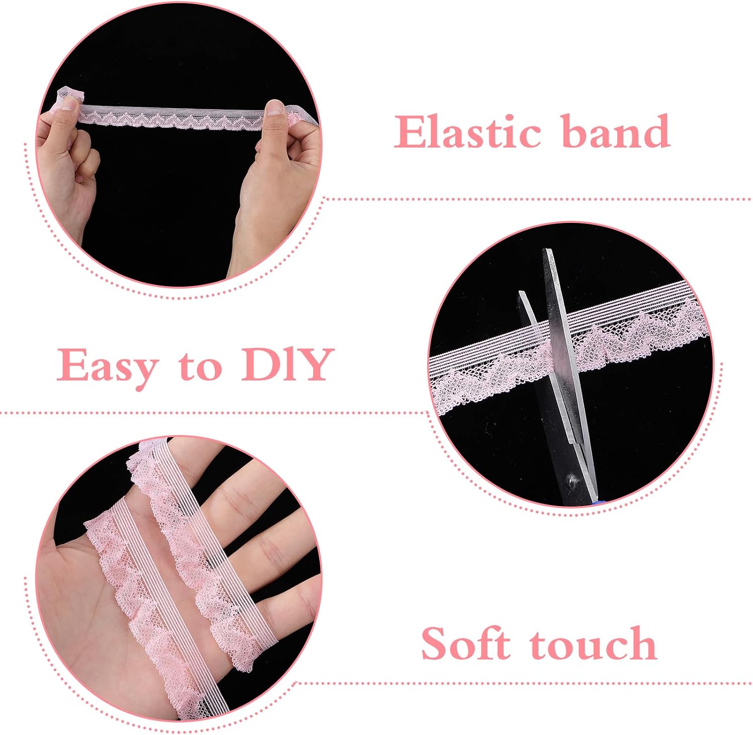 9Pcs Elastic Ruffle Ribbon Lace Trim, Stretch Ruffle Pleated Trim for Sewing Assortment Organza Lace, 0.79 * 39.37in Wide Narrow Ruffles Edge Laces Ribbon for Clothes Decoration Sewing Craft Supply