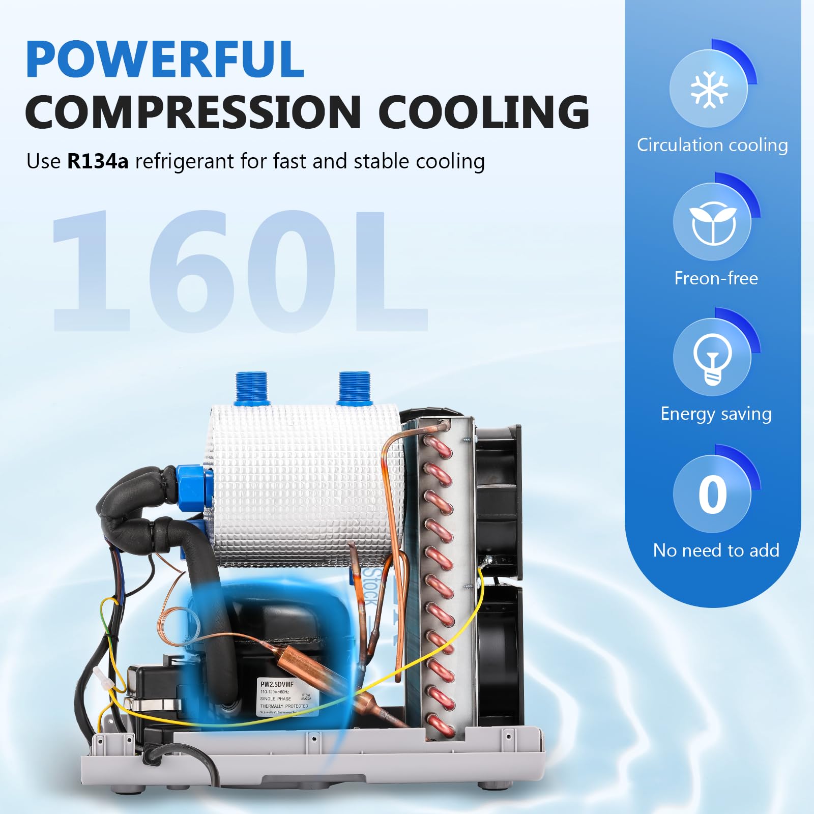 BAOSHISHAN Refrigeratore dell'acquario 42gal/160L 1/10 HP refrigeratore d'acqua serbatoio di pesce refrigeratore speciale design silenzioso compressore di refrigerazione