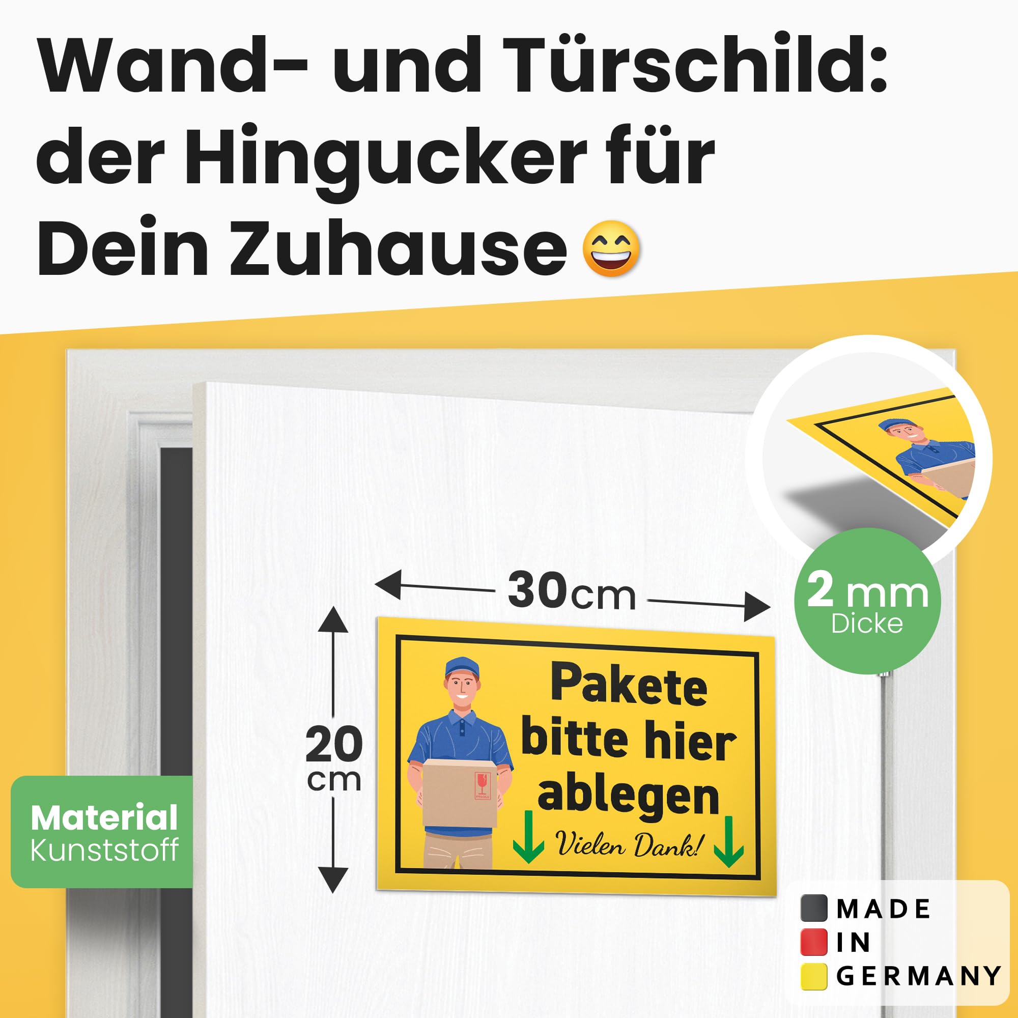 DankeDir! Packaged here, Plastic Sign 30 x 20 cm, Note Parcel Markers Postmen Delivery Drivers, Sign Parcel Shipments - Image 2