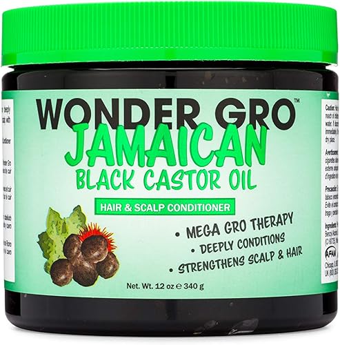 Jamaican Black Castor Oil Hair Grease Styling Conditioner, 12 fl oz - Great for Strengthening - Mega Hair Growth Therapy by Wonder Gro