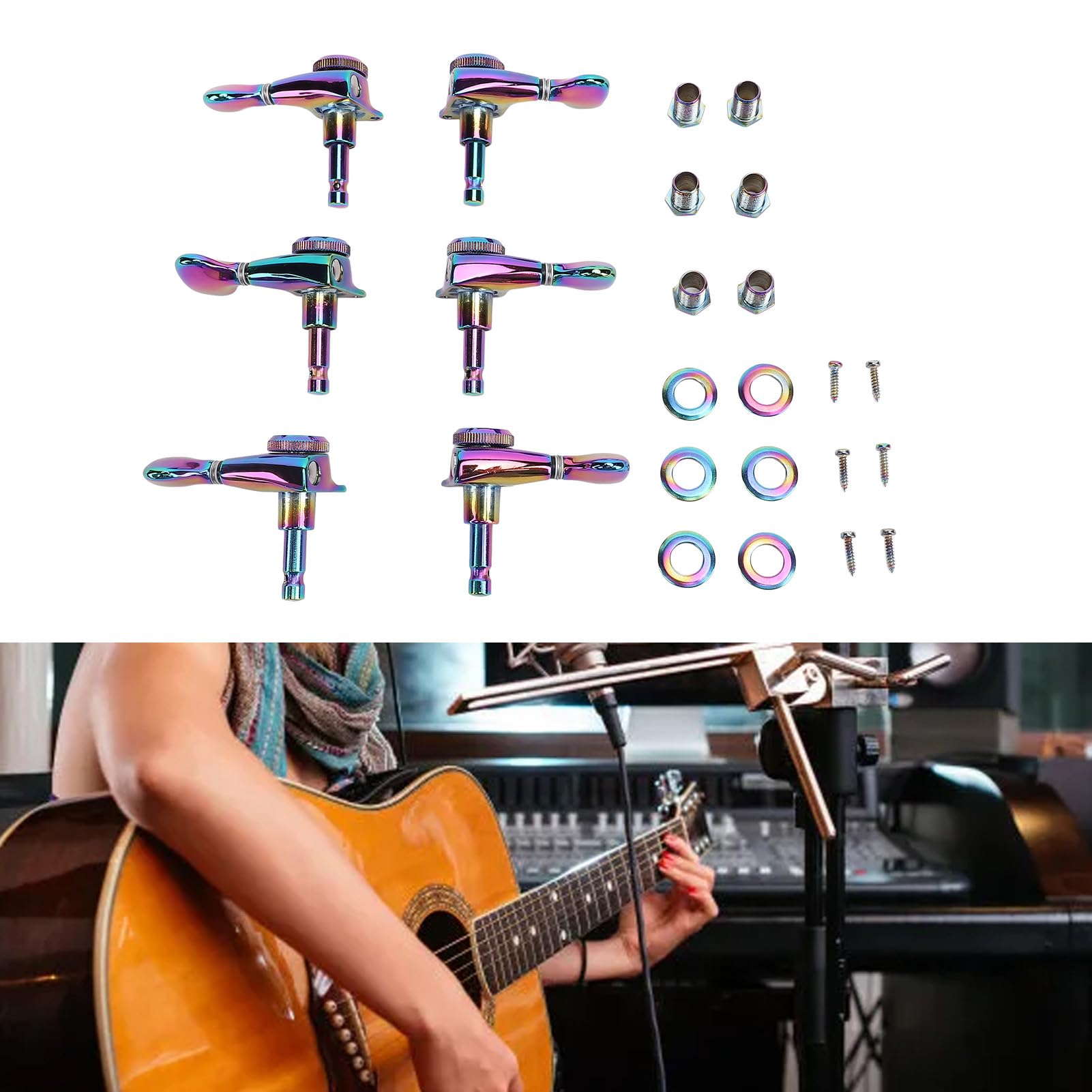 EMUKOEP 3L 3R Chitarra Locking Tuner Keys Meccanica Accordatore di Ricambio per Chitarra Elettrica Folk Stile ST