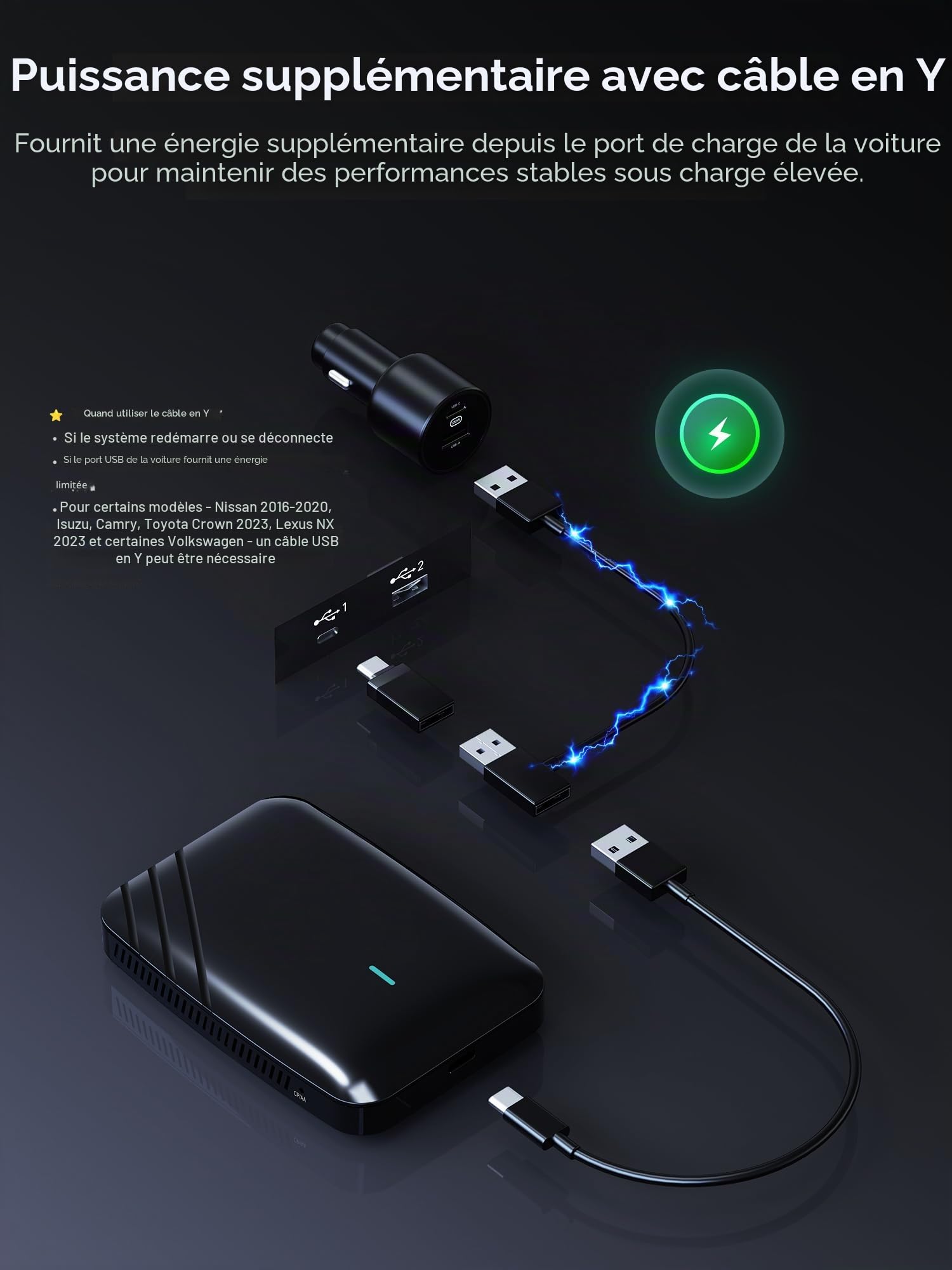 Adaptateur CarPlay sans Fil, Magic AI Box Android Auto avec Double WiFi, Verrouillage Bluetooth, DriveChat AI Voice, 2GO+16GO, pour Netflix/Youtube/Carte TF, CB4A