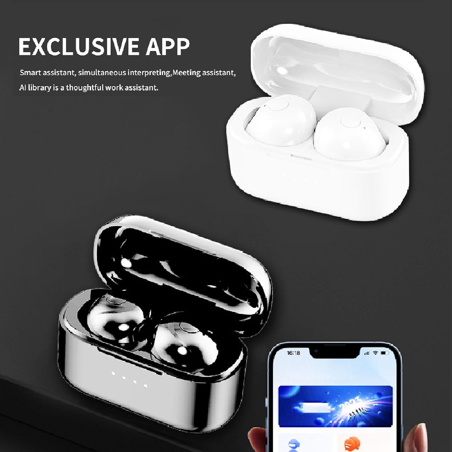 VINGVO AI Translation Earbuds, 5.4 Wireless Translator Earphones with Noise Canceling for Instant Language Translation Travel Business (Black)