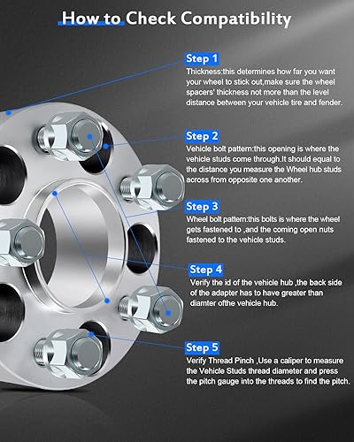 Miniatura 2 de ECCPP 4 espaciadores de rueda centrados de 5 lengüetas de 1.969 in de 5 x 4.5 a 5 x 4.5 2 pulgadas 0.197x4.500 in a 0.197x4.500 in 2.776 in 12"x20